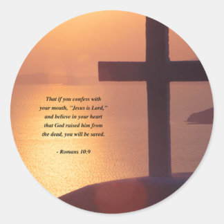 ROMANS 10:9 CLASSIC ROUND STICKER