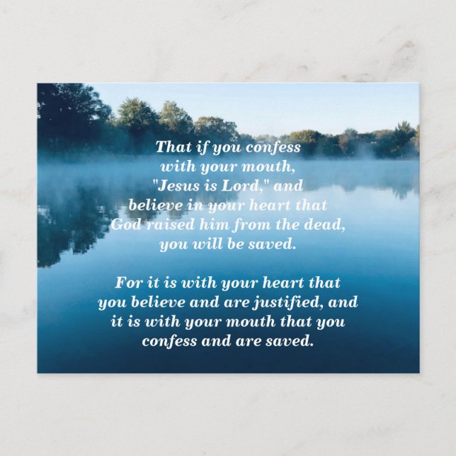 Romans 10:9 Jesus is Lord Bible Verse Postcard (Front)