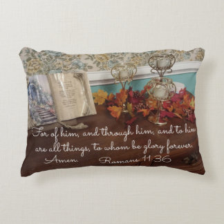Romans 11:36 For of Him, and through Him, Accent Pillow