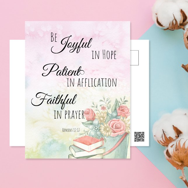Romans 12:12 Be Joyful in Hope bible verse Postcard (Creator Uploaded)