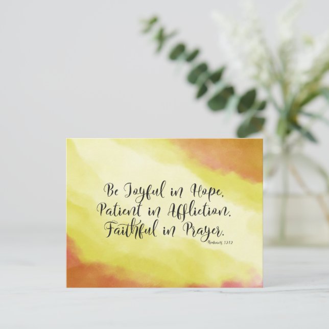 Romans 12:12 Be Joyful in Hope Christian Bible Postcard (Standing Front)