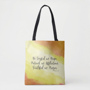 Romans 12:12 Be Joyful in Hope Christian Bible Tote Bag