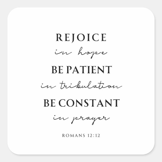 Romans 12:12 Bible Verse Square Sticker (Front)