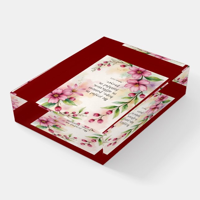 Romans 12:12 Custom Bible Verse Paperweight (Angled)