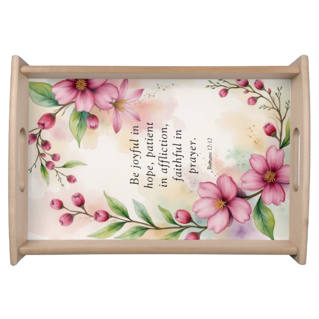 Romans 12:12 Custom Bible Verse Serving Tray (Front)