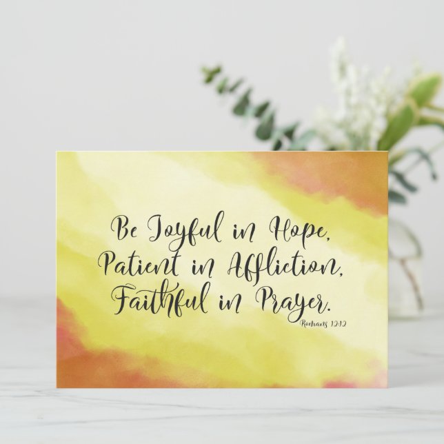 Romans 12:12 Joyful in Hope Christian Bible Card (Standing Front)