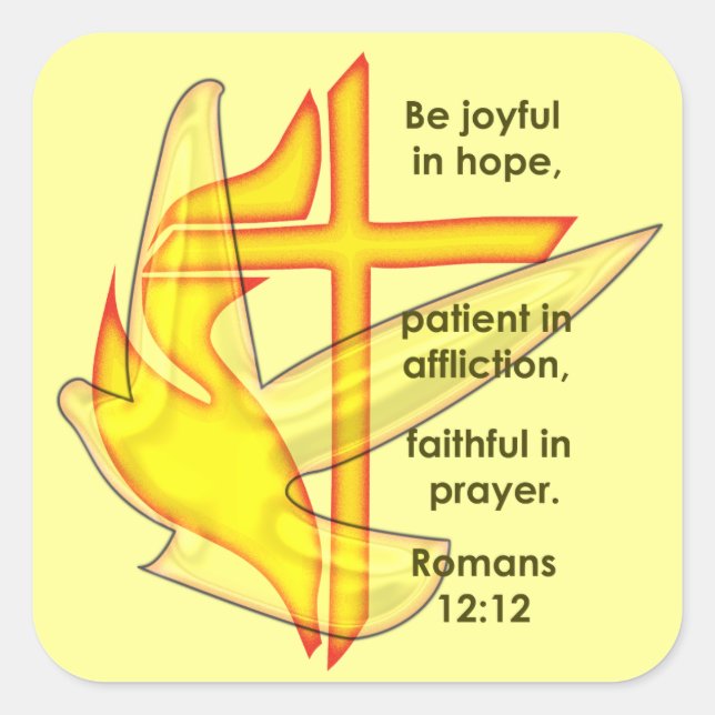 Romans 12:12 square sticker (Front)