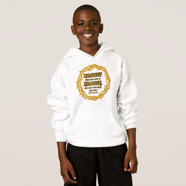 Romans 12:15 KJV Bible Scripture Verse Boy's Hoodie (Front Full)