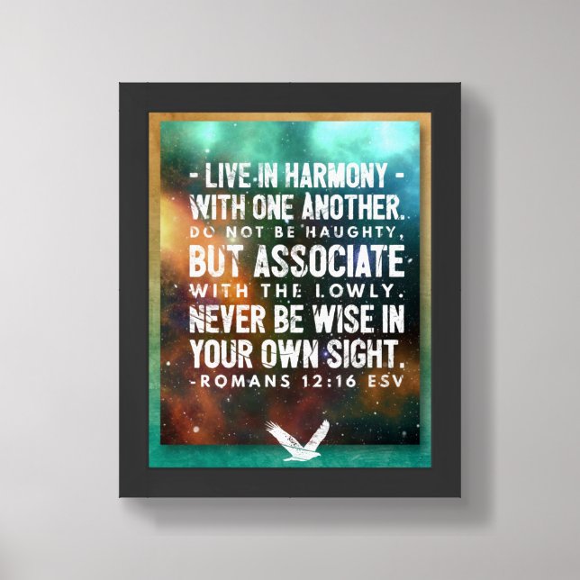 Romans 12:16 Christian Bible Verse Image Framed Art (Framed Front)