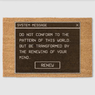 Romans 12:2 Black and White Computer Alert Window Fiber Doormat