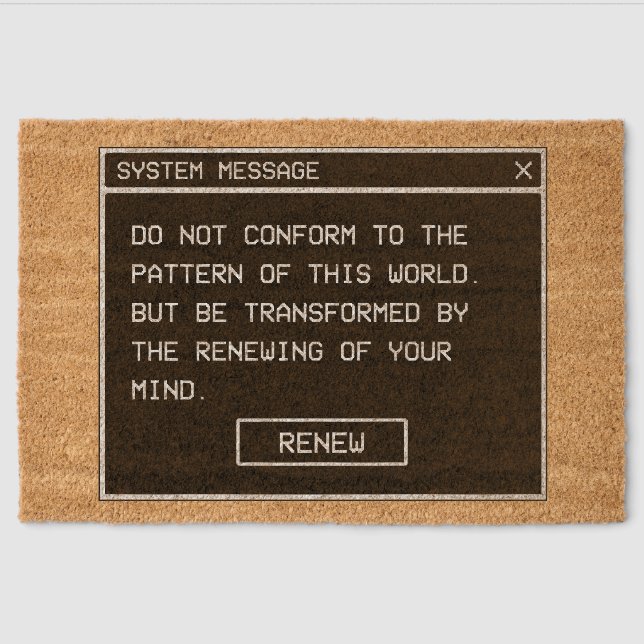 Romans 12:2 Black and White Computer Alert Window Fiber Doormat (Front)