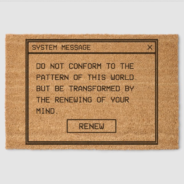 Romans 12:2 Black and White Computer Alert Window Fiber Doormat (Front)