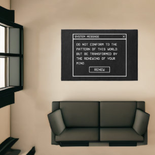 Romans 12:2 Black and White Computer Alert Window Rug