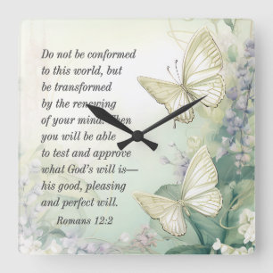 Romans 12:2 Do not Conform to this World Bible Square Wall Clock