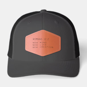 Romans 12:2 New Mind Life Creation Minimalist Leather Patch Hat