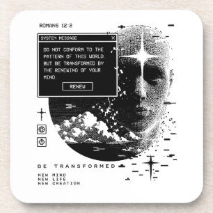 Romans 12:2 Renew Your Mind System Message Alert Beverage Coaster