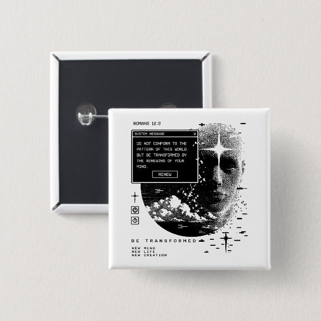 Romans 12:2 Renew Your Mind System Message Alert Button (Front & Back)