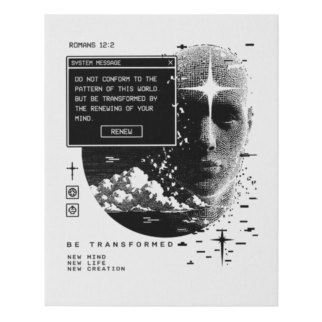 Romans 12:2 Renew Your Mind System Message Alert Faux Canvas Print (Front)