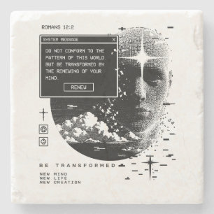 Romans 12:2 Renew Your Mind System Message Alert Stone Coaster