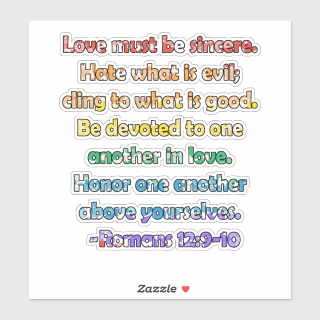 Romans 12:9-10 Bible Verse Sticker (Sheet)