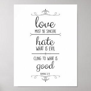 romans 12:9 love must be sincere christian poster
