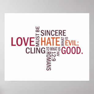 Romans 12:9 "Sincere Love" Subway Art Poster