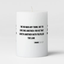 Romans 13:8 KJV Bible Verse Pillar Candle
