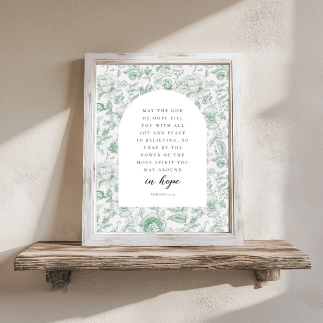 Romans 15:13 Arch Green Chinoiserie Bible Verse Poster (Creator Uploaded)