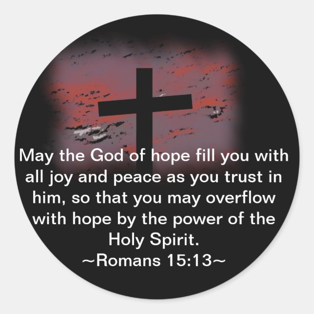 Romans 15:13 classic round sticker (Front)