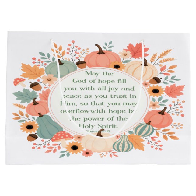 Romans 15:13 Fall  Large Gift Bag (Back)