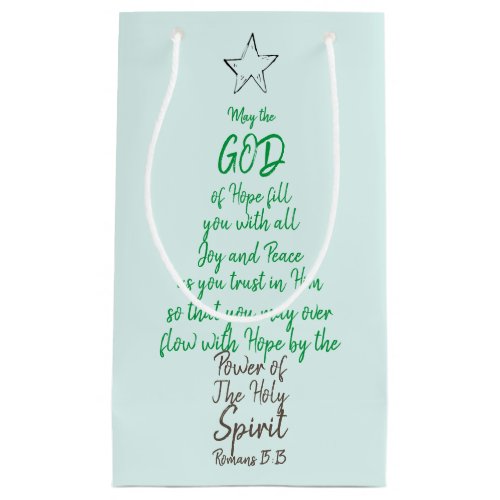 Romans 1513 God Hope Joy  Peace Christmas Card Small Gift Bag