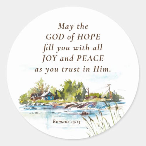 Romans 1513 God of Hope Christian Bible Verse Classic Round Sticker