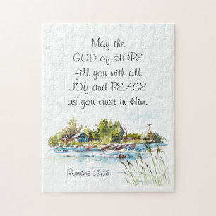 Romans 15:13 God of Hope Christian Bible Verse Jigsaw Puzzle