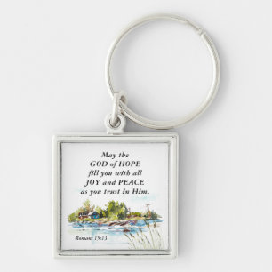 Romans 15:13 God of Hope Christian Bible Verse Keychain