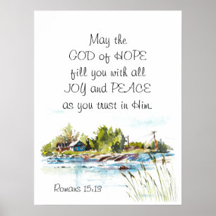Romans 15:13 God of Hope Christian Bible Verse  Poster