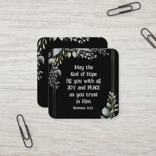 Romans 1513 God of Hope Christian Bible Verse Square Business Card