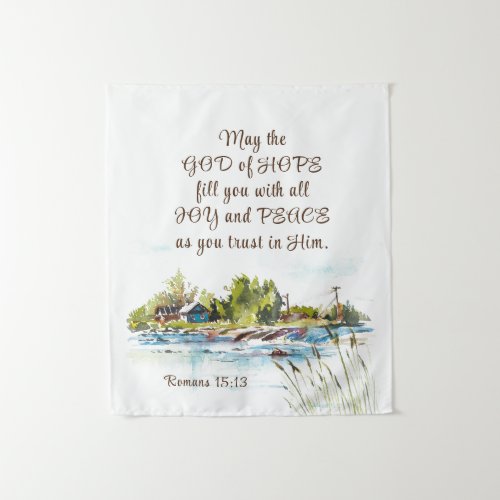 Romans 1513 God of Hope Christian Bible Verse Tapestry