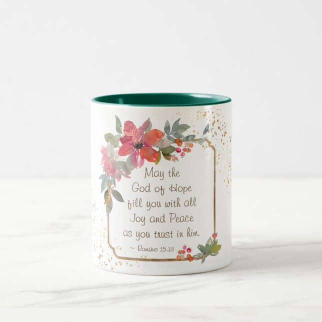 Romans 15:13 God of Hope, Christmas Two-Tone Coffee Mug (Center)