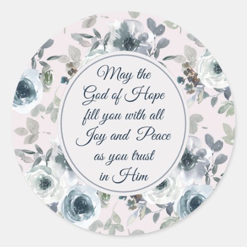 Romans 1513 God of Hope Floral Classic Round Sticker