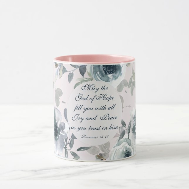 Romans 15:13 God of Hope, Floral Mug (Center)