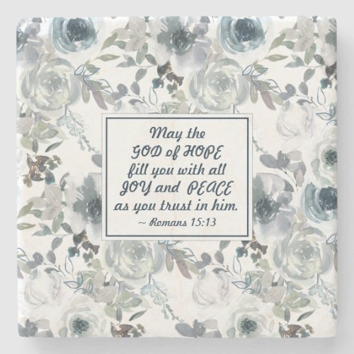 Romans 1513 God of Hope Floral Stone Coaster