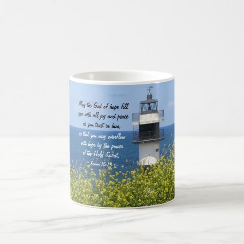Romans 1513 God of Hope Lighthouse Coffee Mug