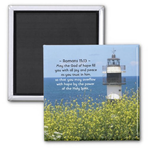 Romans 1513 May the God of Hope Lighthouse Magnet