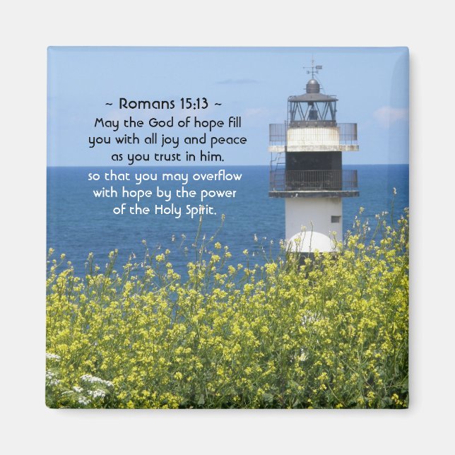 Romans 15:13 May the God of Hope, Lighthouse Magnet (Front)
