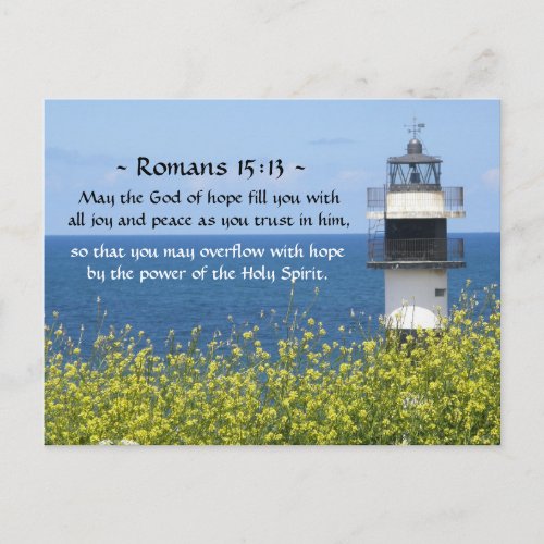 Romans 1513 May the God of Hope Lighthouse Postcard