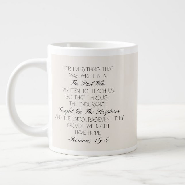 Romans 15:4 Hope Bible Verse Mug  (Left)