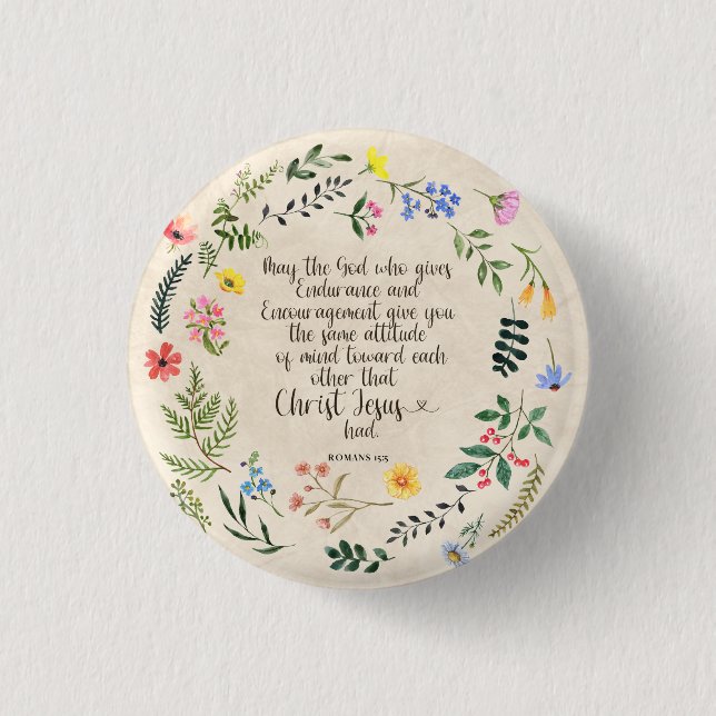 Romans 15:5 Bible Verse Image Button (Front)