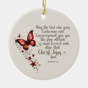 Romans 15:5 Bible Verse Image Ceramic Ornament