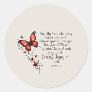 Romans 15:5 Bible Verse Image Classic Round Sticker
