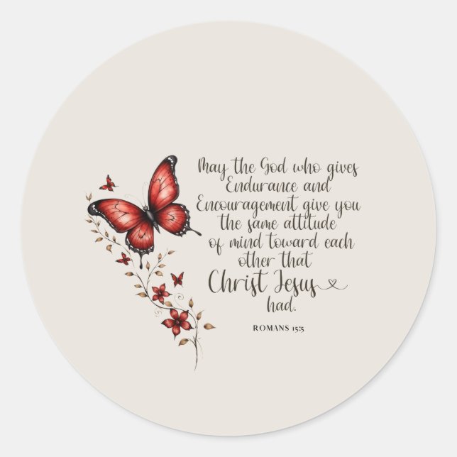Romans 15:5 Bible Verse Image Classic Round Sticker (Front)
